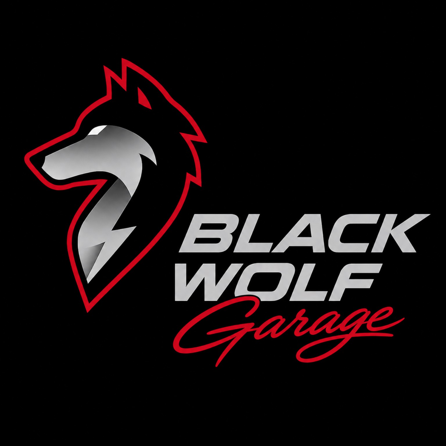 Black Wolf Garage wolf logo